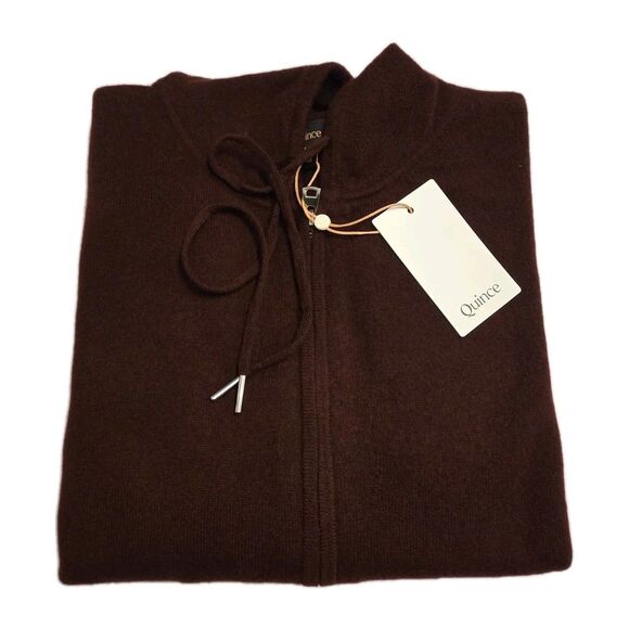 Quince 100% Mongolian Cashmere Full Zip Hoodie Sweater Medium NWT Rich Burgundy - Picture 3 of 14